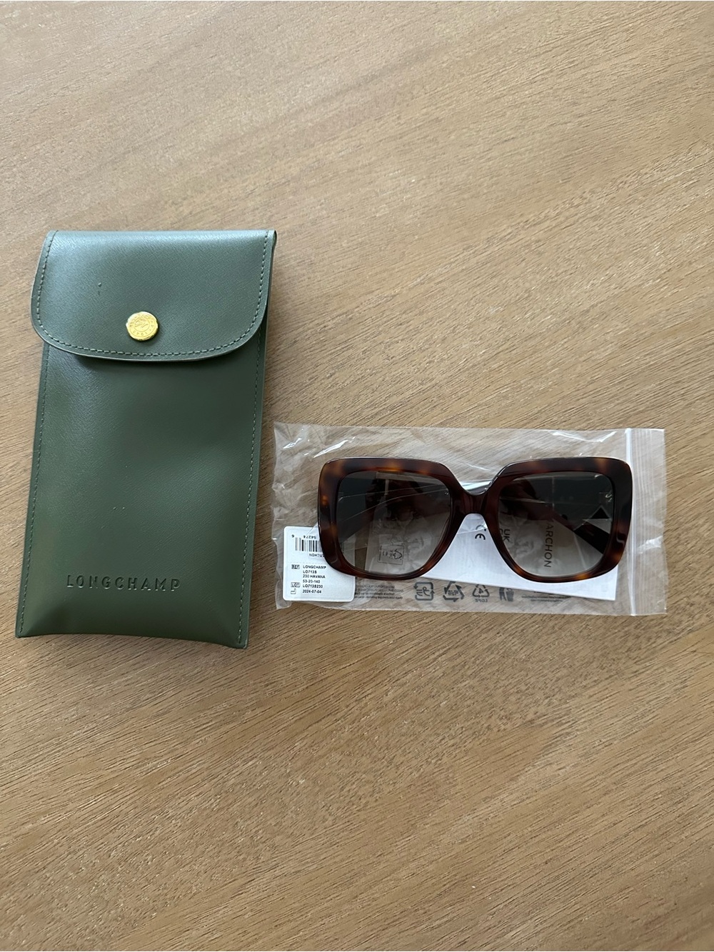 Longchamp Tortoiseshell Square Sunglasses with Brown Gradient Lenses